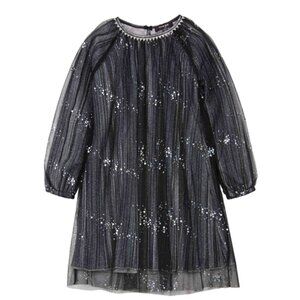 Imoga Shimmering Black Kids Dress Girl's Plisse Party Dress Rosaline